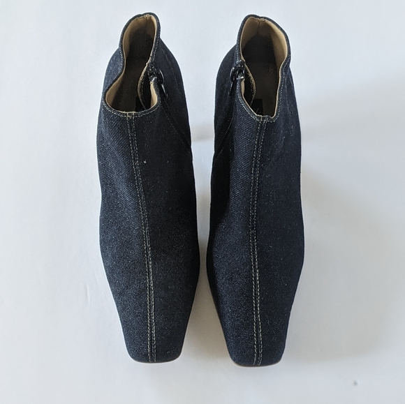Vintage Y2K Splash Dark Blue Denim Heeled Booties Square Point Toe Boots Size 6 - Picture 6 of 9